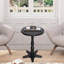 Petite table de bout ronde de 15,75 po, tables basses à piédestal en bois, table de chevet vintage-175538374
