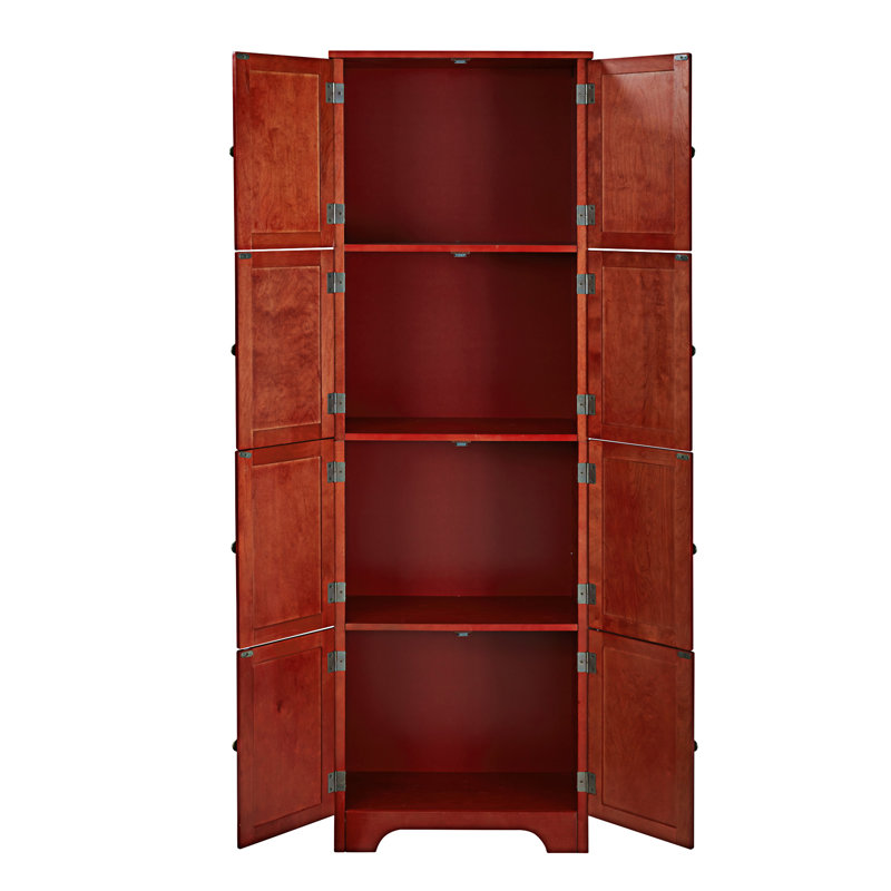 72.4" Tall Storage Cabinet Tall Storage Cabinet With 8 Doors And 4 Shelves, Cherry