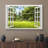 Window Scenery " Print Window Frame Style Beautiful Garden Backyard With Green Trees And Clear Blue Sky In Spring "-98449006