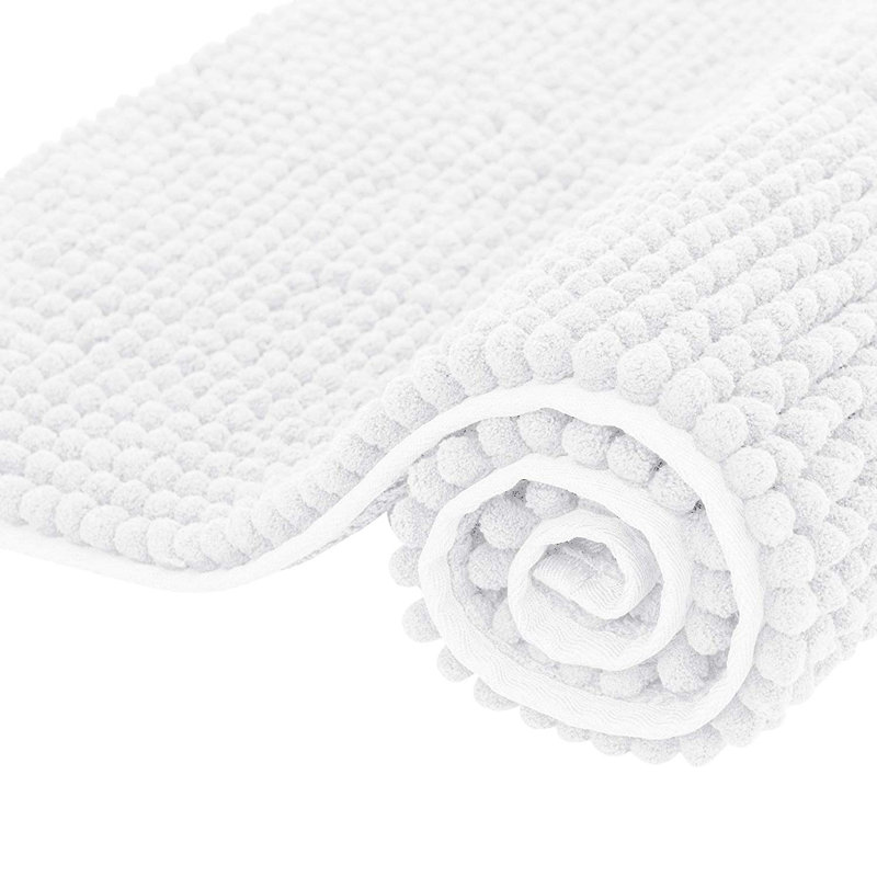 Tapis pour salle de bain Azriah Luxury Chenille, Blanc, L 20 po x L 32 po