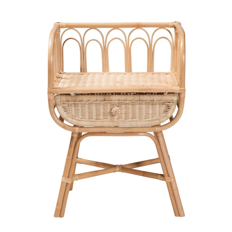 Table de chevet moderne en rotin de style bohémien avec un design ajouré et un rangement pratique, parfait pour les chambres élégantes