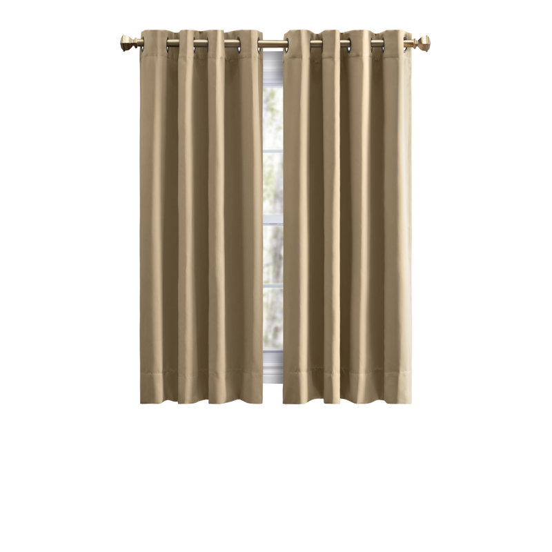 Ardelle Blackout Single Curtain Panel, 56" W x 54" L, Sand with Antiqued Bronze Grommets