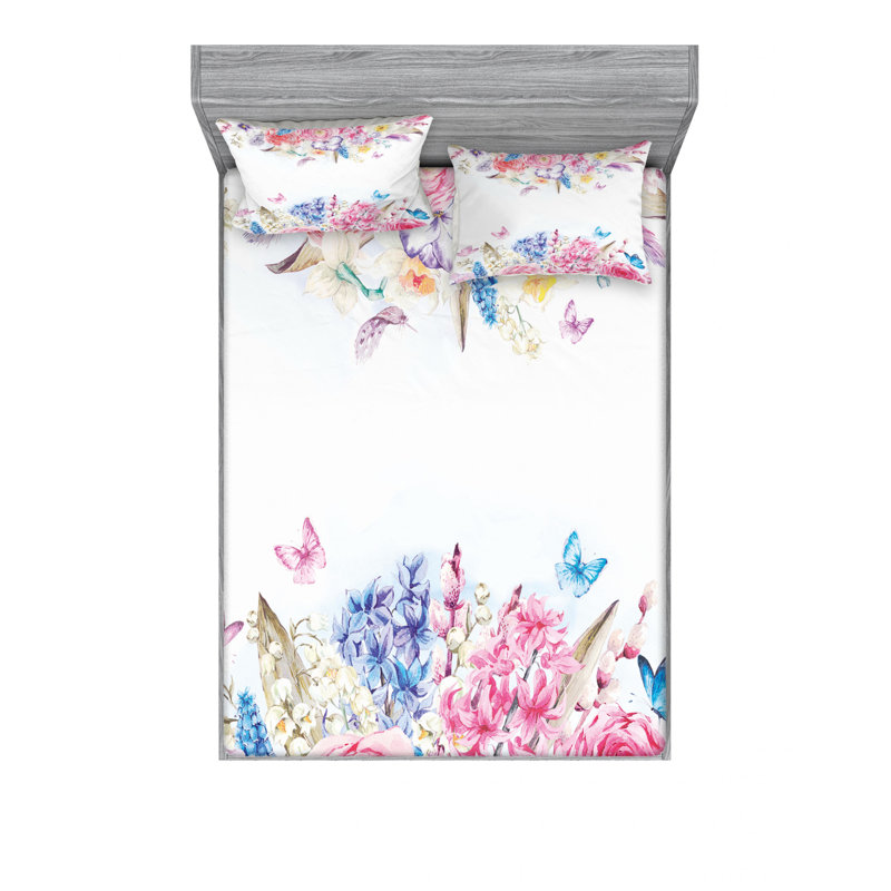 Ensemble de draps romantiques roses et marguerites, Ensemble de draps pour lit double avec un drap-hou