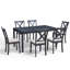 Ensemble de salle à manger rectangulaire en bois massif pour 6 personnes Deral, gris / noir-148572127-140308063