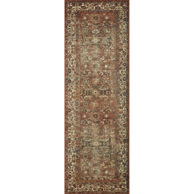 Magnolia Home By Joanna Gaines X Loloi Banks Machine Washable Brick / Ivory Area Rug