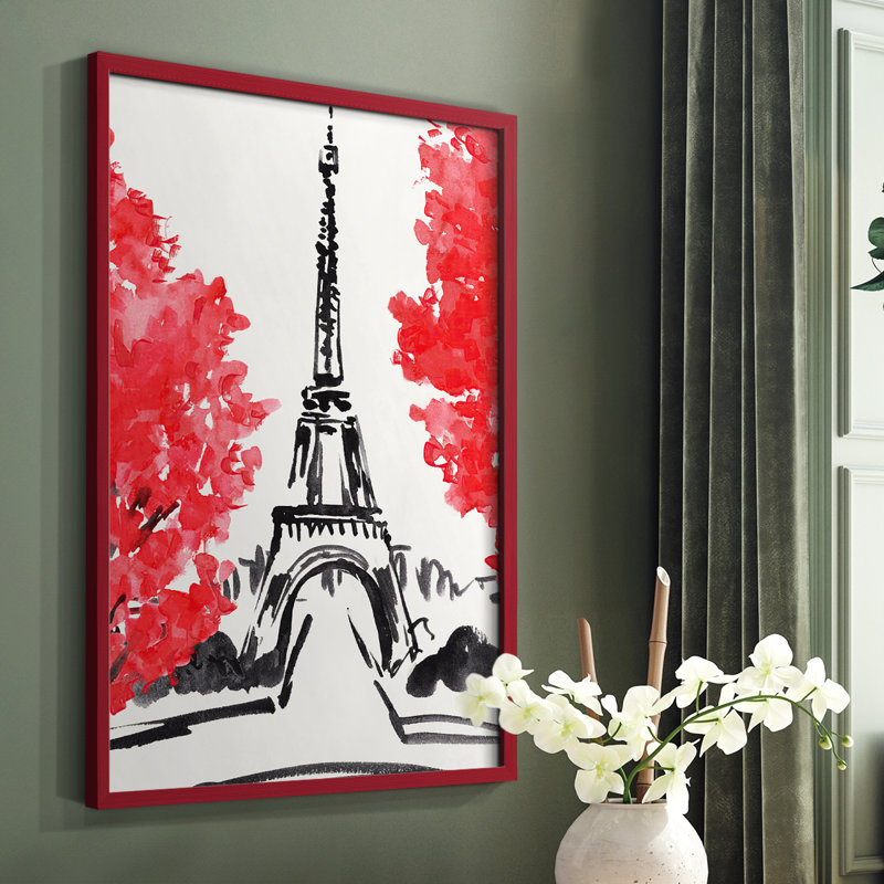 Day in Paris I, reproduction encadrée - bois massif, Rouge, H 10 po x l 8 po