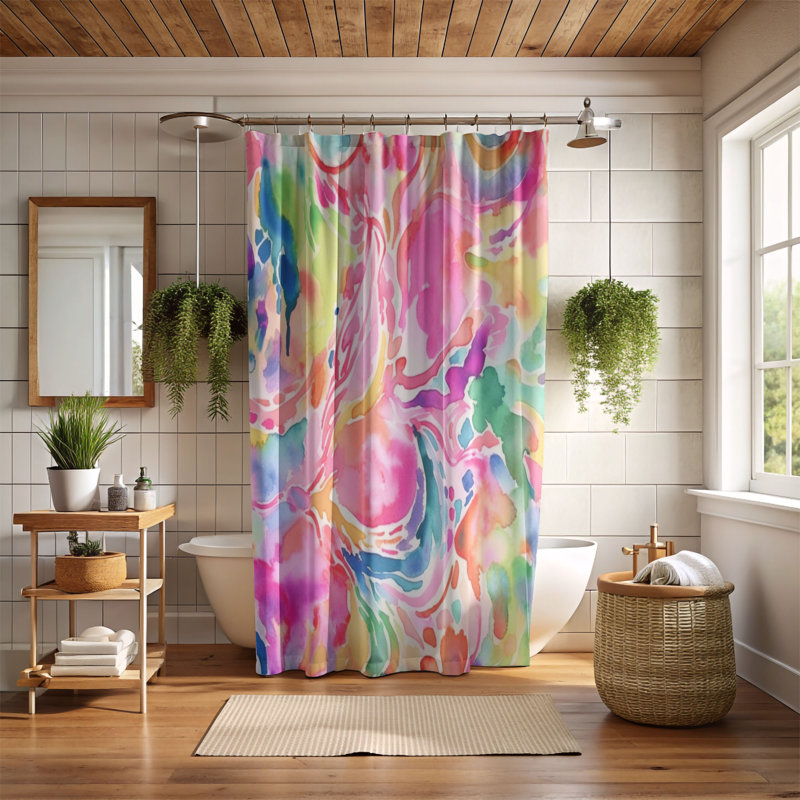 Modèles de motifs artistiques - rideau de douche standard 1 pièce, H 74 po x l 71 po