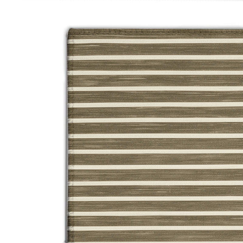 Tapis intérieur / extérieur brun HorizontalStripes, Rectangulaire 8 pi x 10 pi