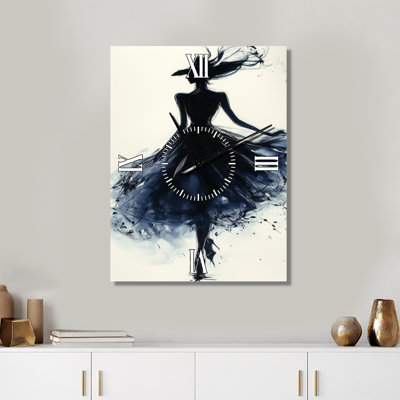 Horloge murale moderne grand format en métal, style portrait II noir et beige chic