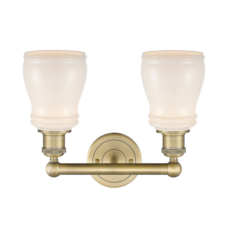 Éclairage pour meuble-lavabo à 2 lumières, Blanc, Laiton brossé