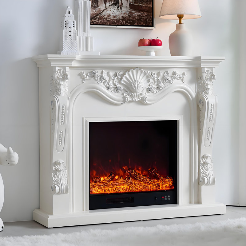 Landscape Heating System Electric Fireplace, 43.31" H x 51.18" W x 12.99" D, White