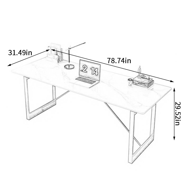 Bureau d'écriture Modern Light, H 29,52 po x l 78,74 po x P 31,49 po, Rouge