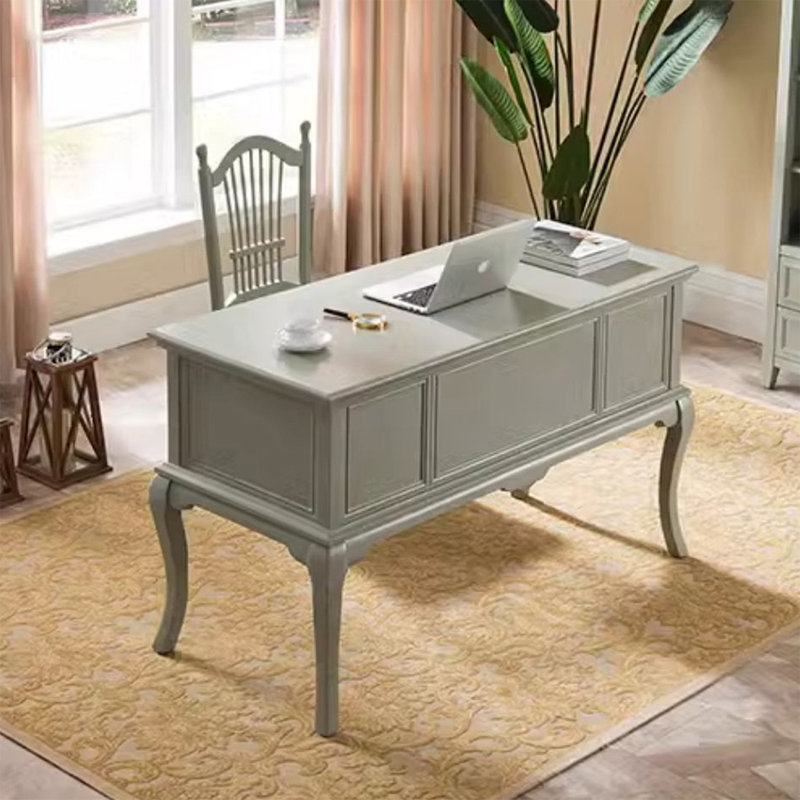 Bureau blanc rectangulaire en bois massif