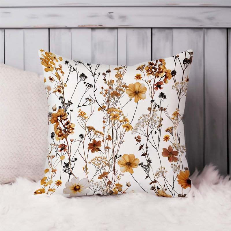 Botanical Fall Wildflower Pattern IX Cottage & Cottagecore, 20"H x 20"W