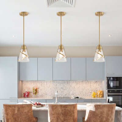 1 - Light Gold Single Pendant With Glass Shade