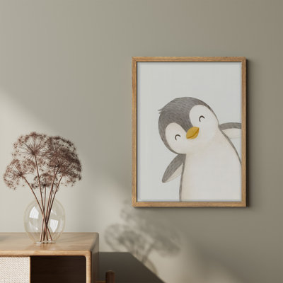 Mignon pingouin, reproduction d'art adorable, encadrée