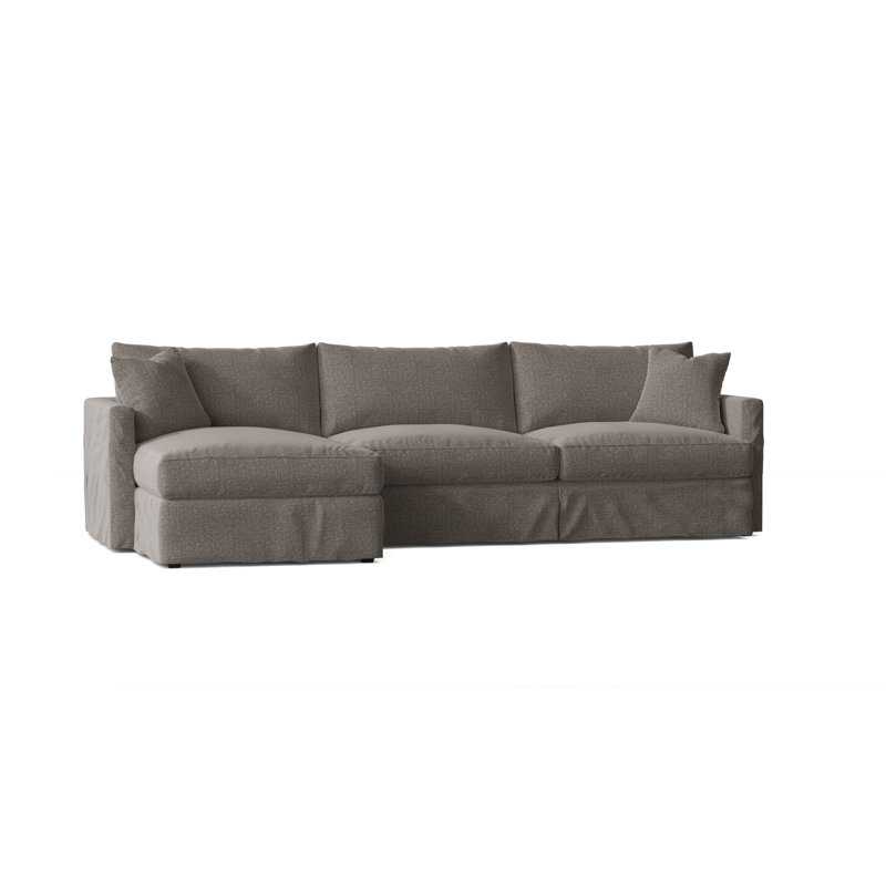 Hartig Upholstered L-Shaped Sectional, Left Hand Facing, Drusky Charcoal Sustain® Basketweave