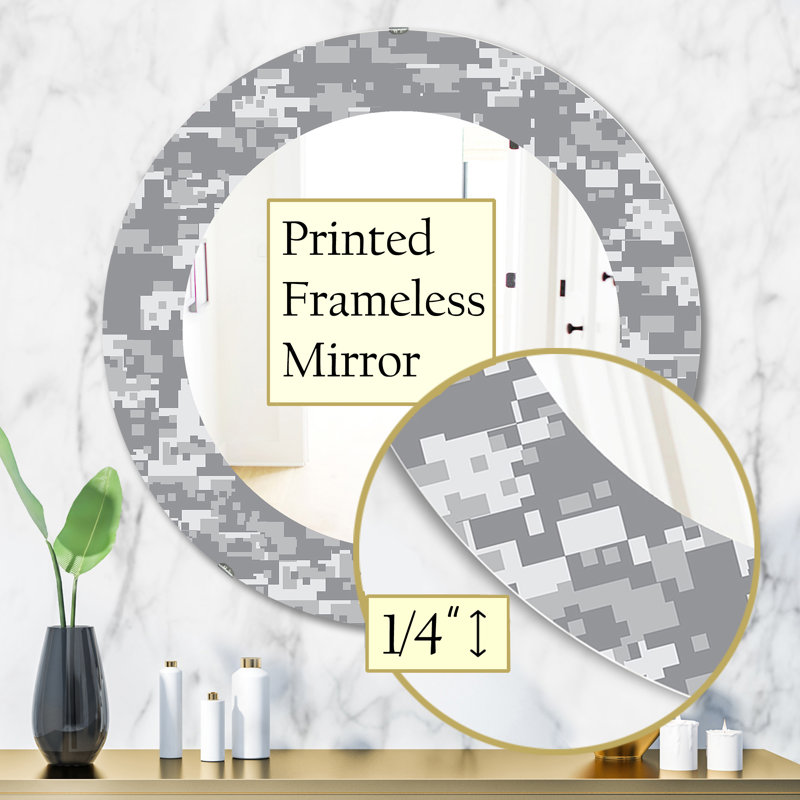 Gris Pixelation - miroir Mid-Century, H 31,5 po x l po