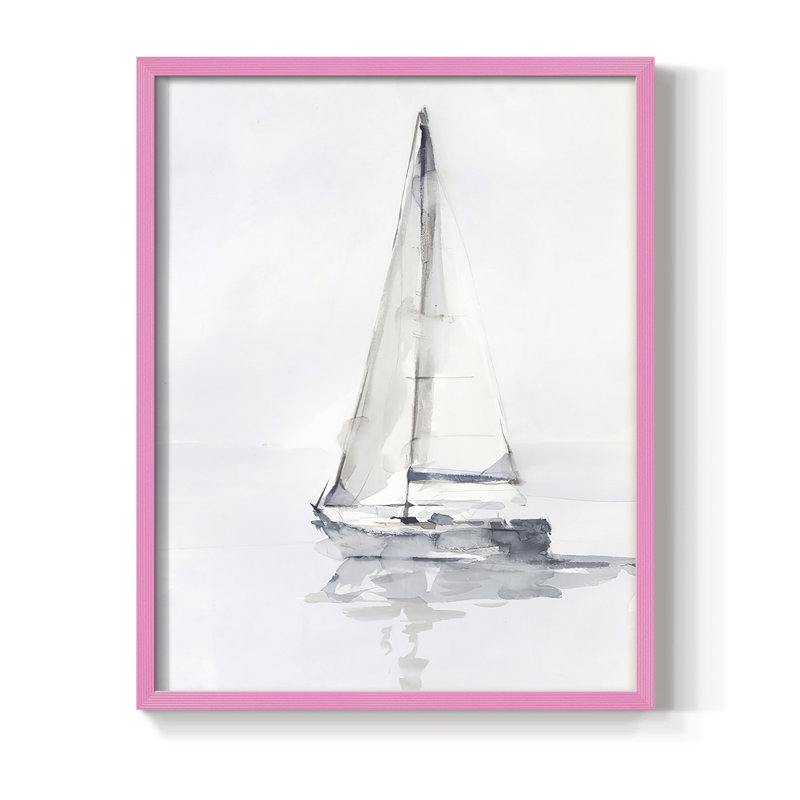 «Misty Harbor I», reproduction encadrée - bois massif, Rose, H 10 po x l 8 po