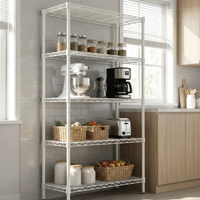 5 tablettes de rangement robustes en métal rouille pour la cuisine, le garage, le garde-manger et la salle de bain - structure 100% fer, 4 poteaux de 19 mm d'épaisseur, assemblage rapide, 4 pieds réglables P 30,38 po x l 13,88 po x H 57,57 po