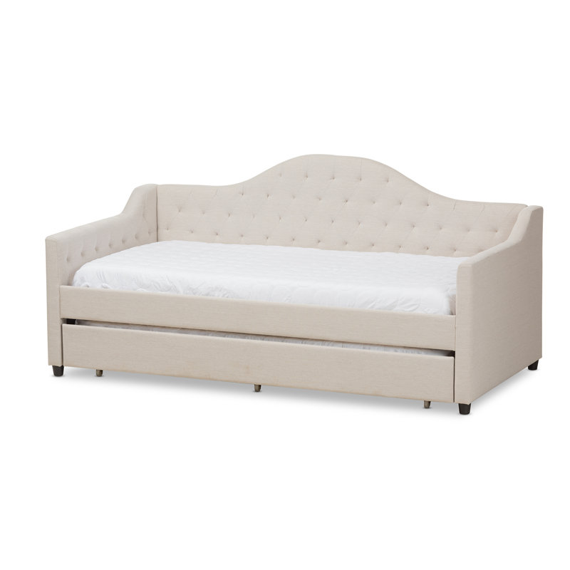 Lit de jour simple avec couchette Dania, Beige clair