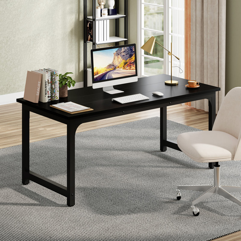 Metal Base Executive Desk, 75cm H x 160cm W x 80cm D, Black