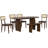 6-Piece Oval Dining Table Set with a Bench and 4 Rattan-back Chairs-1098310503