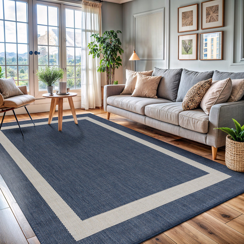 Ensemble de tapis intérieur / extérieur bleu Mekih, Rectangle de 10 pi x 14 pi