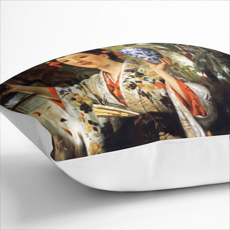 The Japanese Vase Square Throw Cushion, White, 55cm H x 55cm W x 20cm D