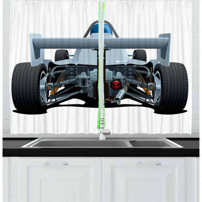 Cars 2 Piece Kitchen Curtain