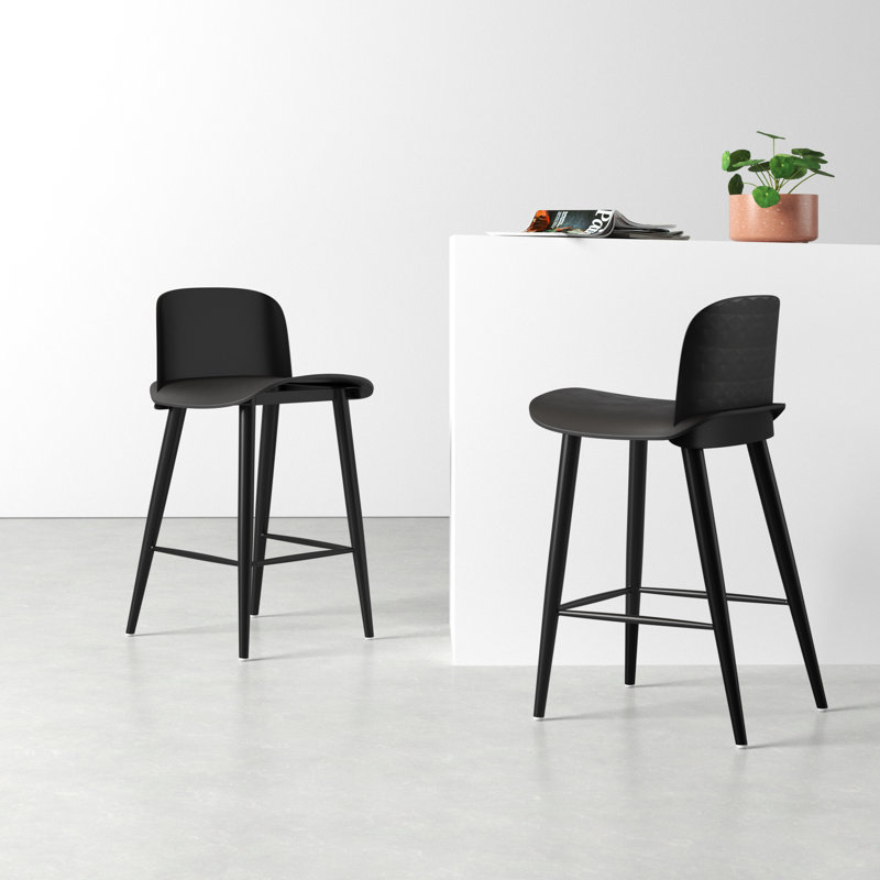 Atoir Upholstered Counter Stool with Metal Frame, Black