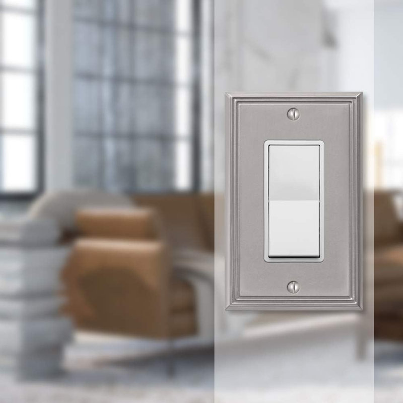 Amerelle Metro Brushed Nickel 1 gang Die-Cast Metal Decorator Wall Plate 1 pk