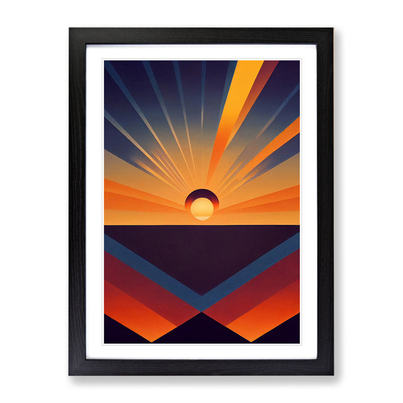 Fascinating Abstract Sunset - Single Picture Frame Print, Black, 64cm H x 46cm W x 2cm D