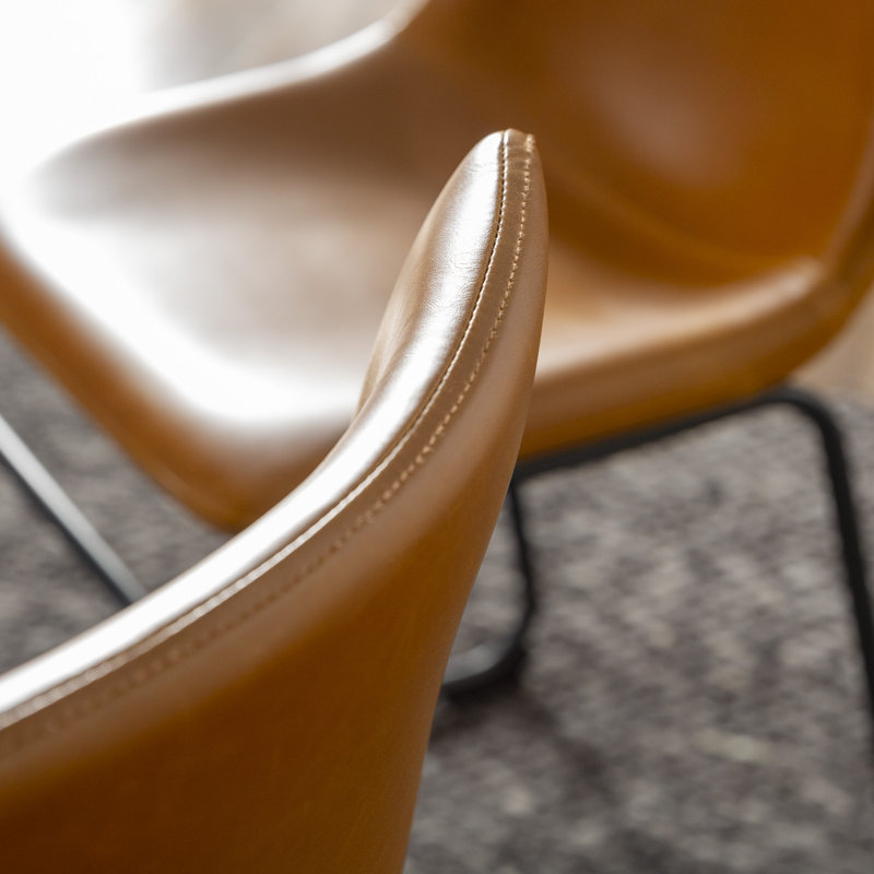 Bailey 19'' H Faux Leather Upholstered Side Chair, Whiskey Brown Faux Leather