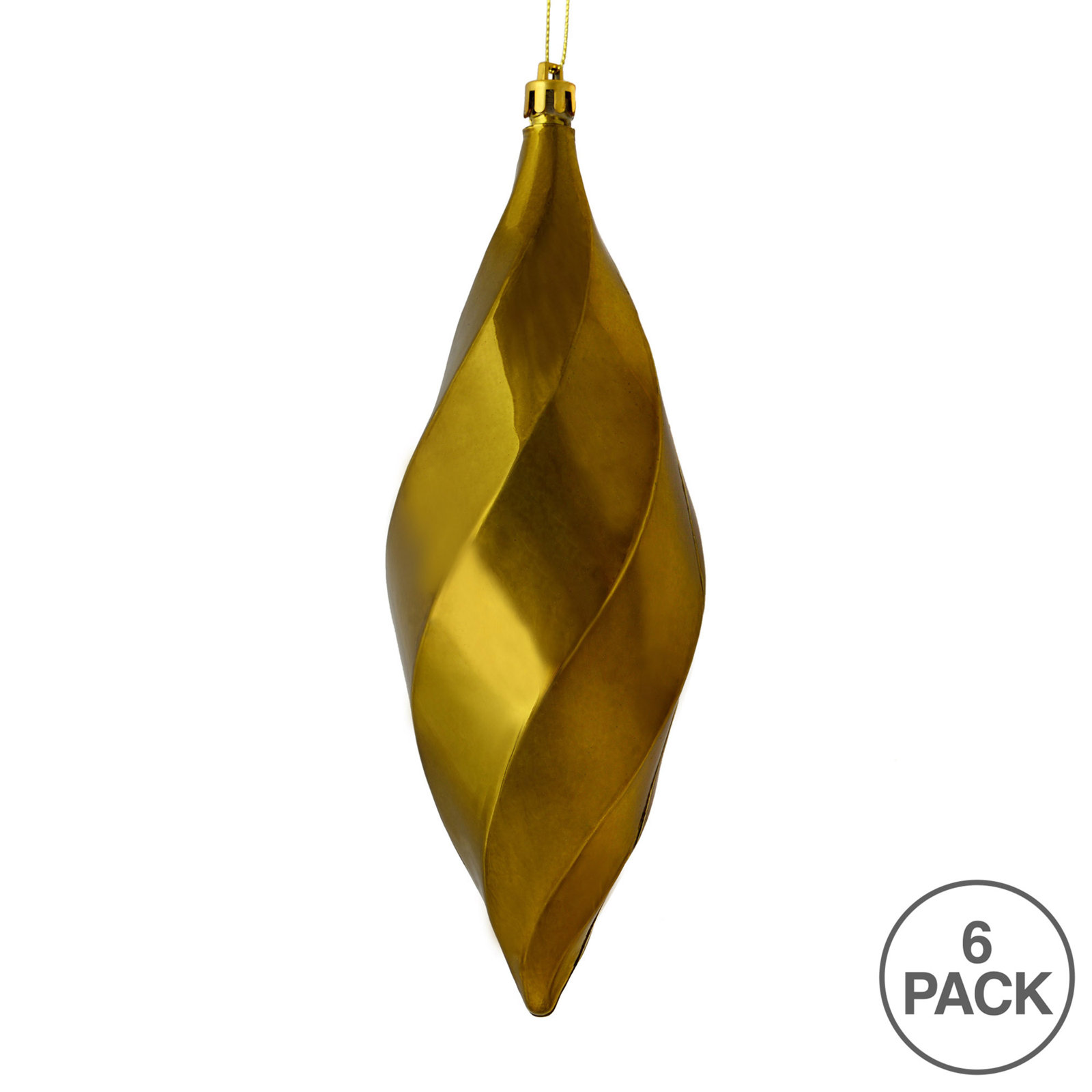 8" Swirl Finial Ornament, Olive Shiny