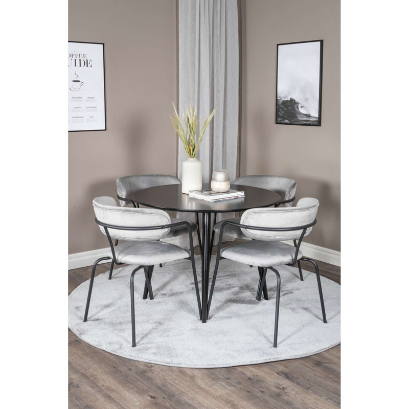 Marguerite 4 - Person Dining Set, Black/Grey