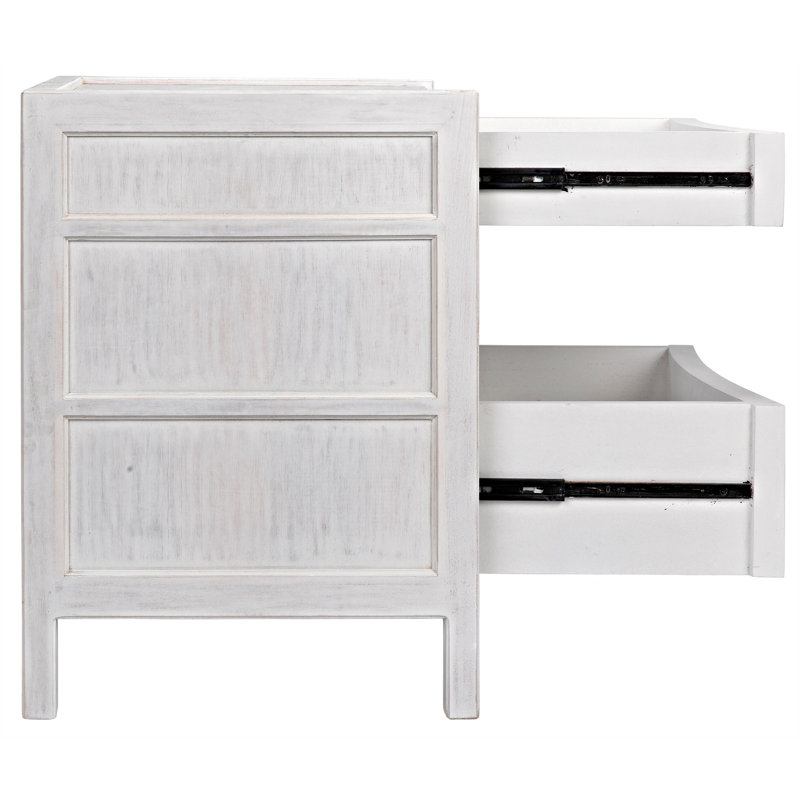 Hampton 3 - Drawer Solid Wood Nightstand, White Wash