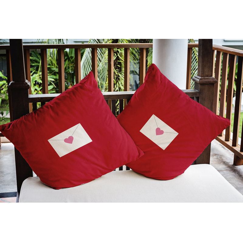 Valentine's Day Outdoor Reversible Throw Pillow, 20" H x 20" W, Red