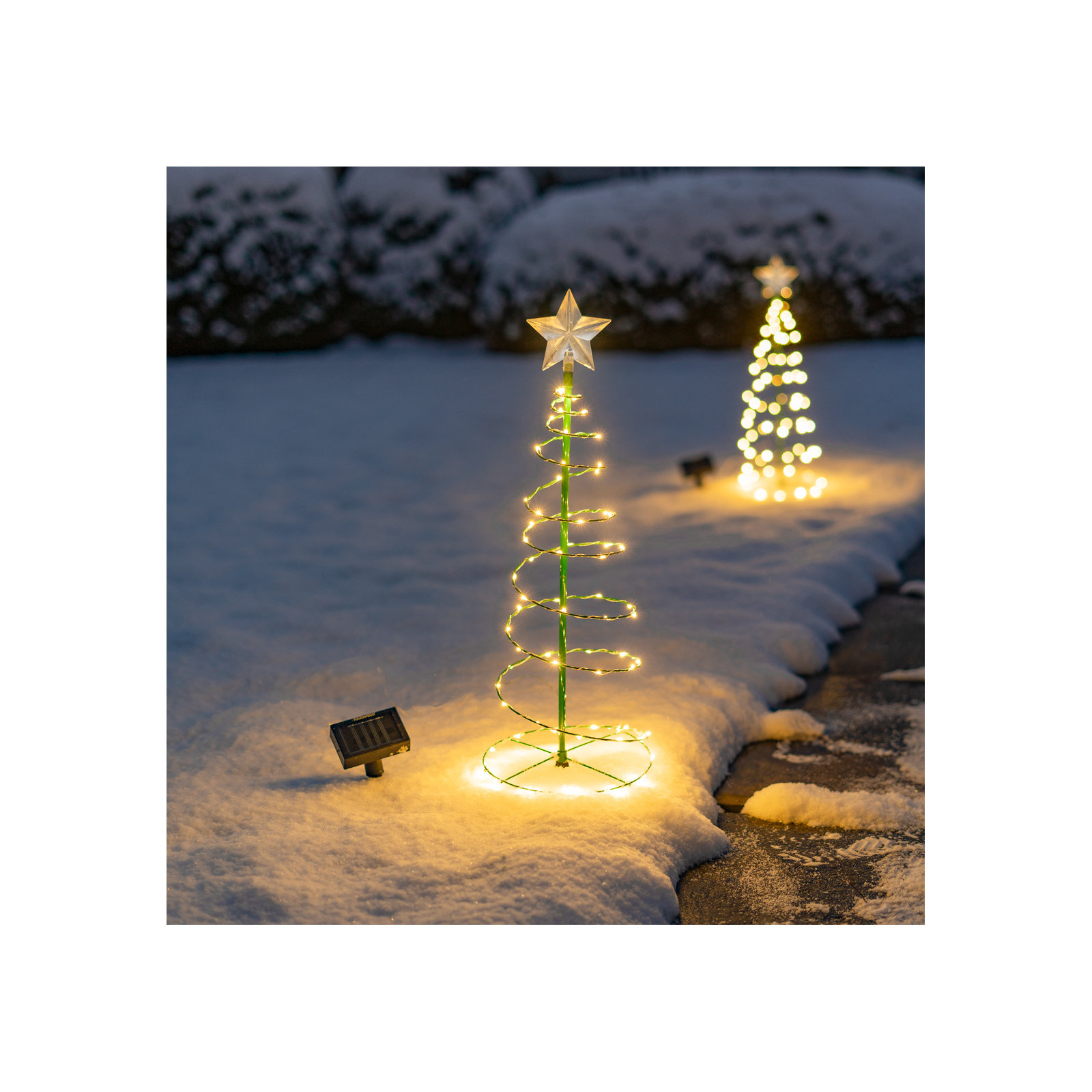 2ft Solar Powered LED Spiral Christmas Tree, White