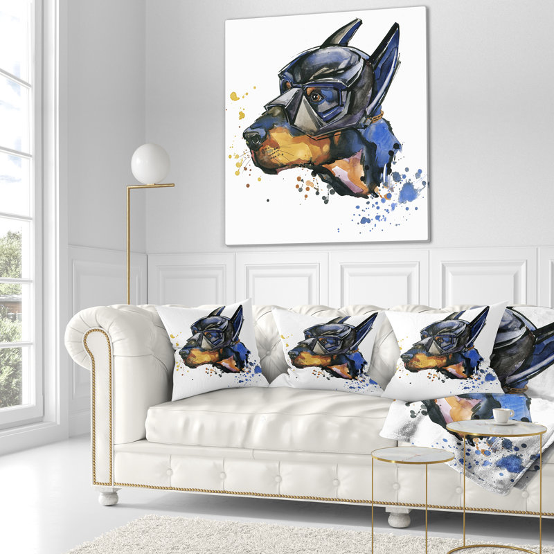 Coussin Doberman Superman, Rectangulaire, 12 po x 20 po
