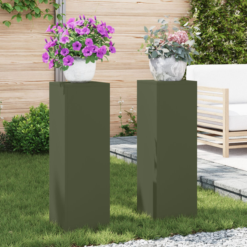Support pour plante vidaXL 2 pièces blanc 9,45 x 9,45 x 29,53 po, H 29,5 po x L 9,4 po x P 9,4 po, Blanc