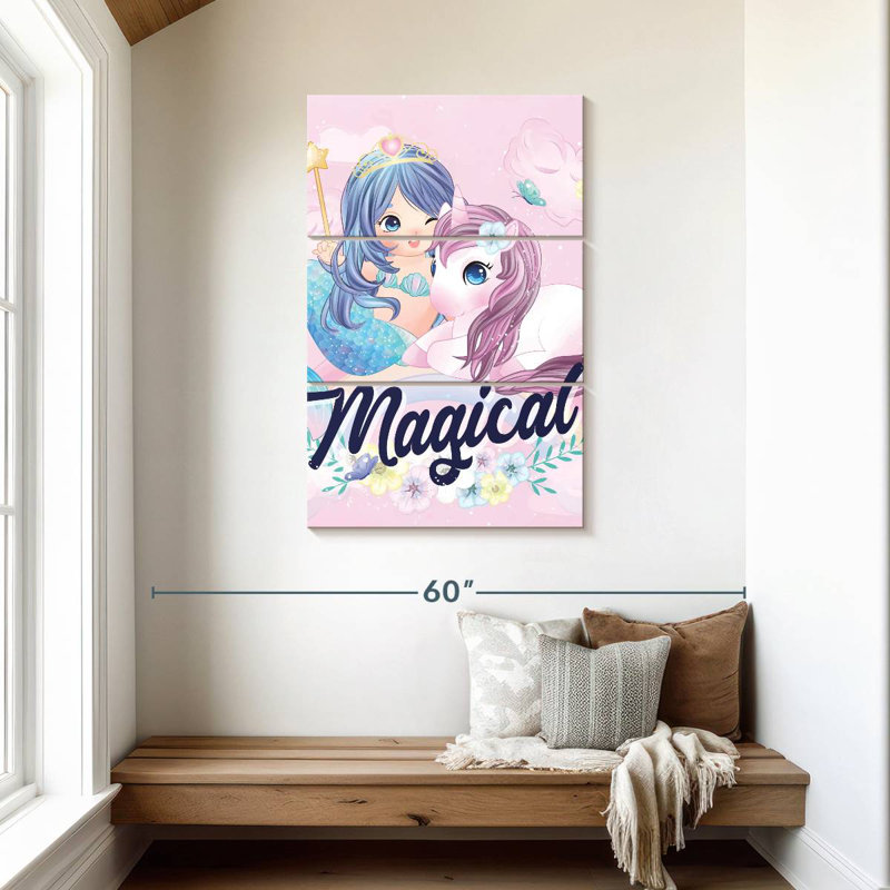 Ashelle sirène et licorne, H 45 po x l 28 po