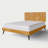 Rhombus Solid Rubber Wood Queen Platform Bed Frame with Geometric Headboard & Tapered Legs – Teak Brown-1219603618-1219603616
