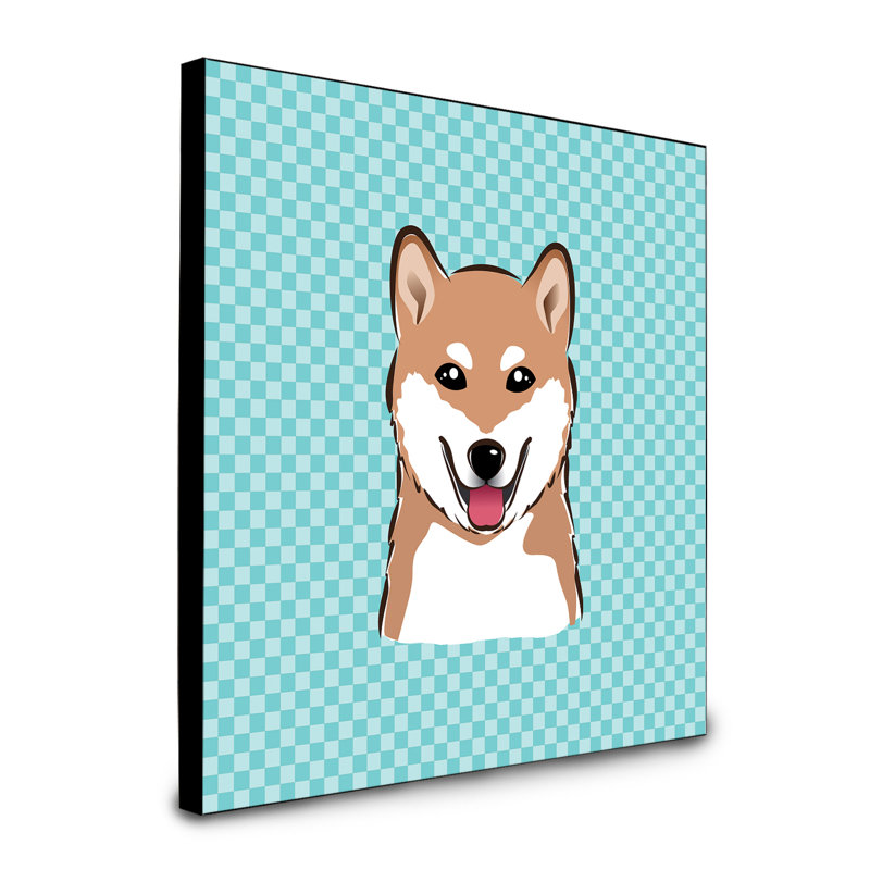 Panneau mural d’art Dungorbery, bleu, Shiba Inu