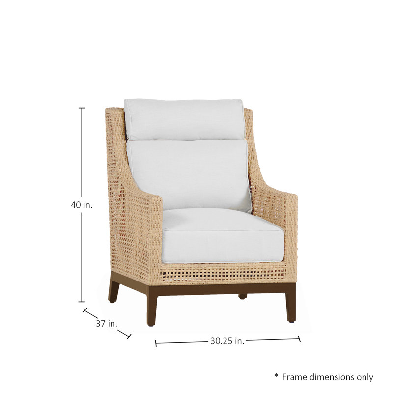 Peninsula Woven Lounge Chair, No welt + Standard fill, Intermix Bark, Light Raffia/Natural Sandalwood