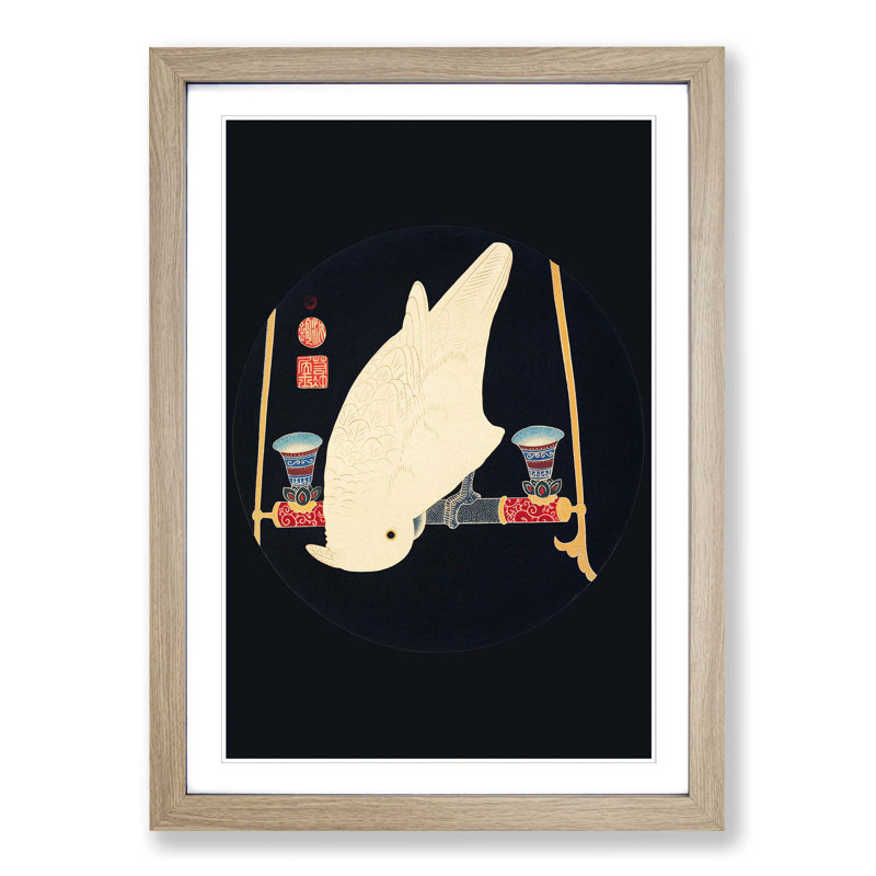 White Macaw by Ito Jakuchu - Picture Frame Graphic Art Print, 91cm H x 60cm W x 2cm D, Oak