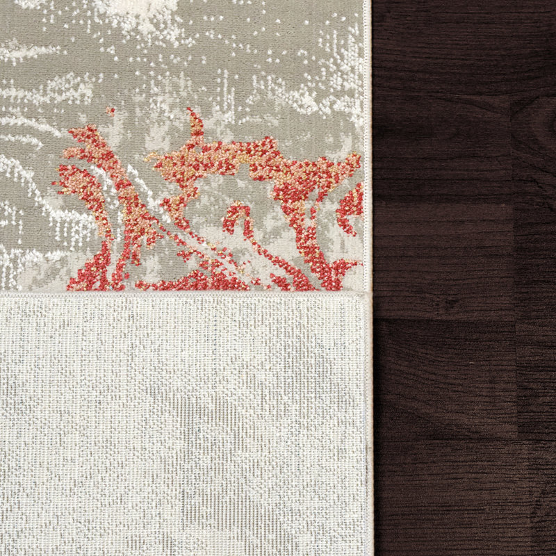 Tapis ivoire / rouge Eckington, Rectangle 6 pi 7 po x 9 pi 6 po