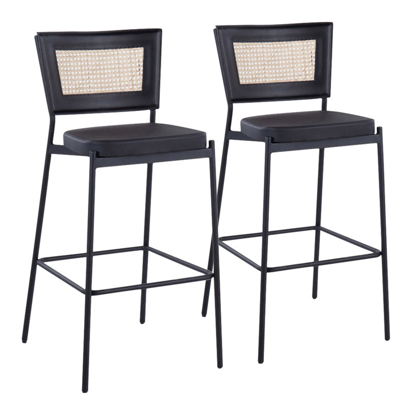 Scotty Upholstered Faux Leather Counter Stool with Iron Frame, Bar Stool ( 29.5” Seat Height )