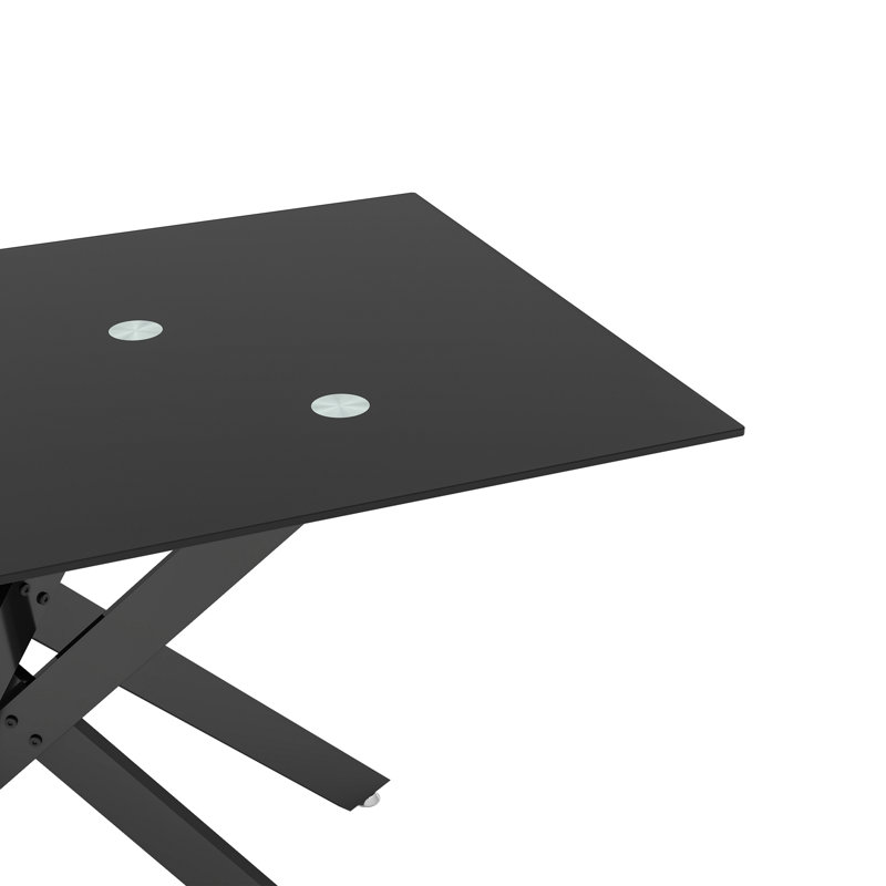 Table de salle à manger 51 po en verre trempé pour 4 personnes, table de salle à manger en verre trempé avec 4 chaises rembourrées, pour cuisine, salle à manger et appartement