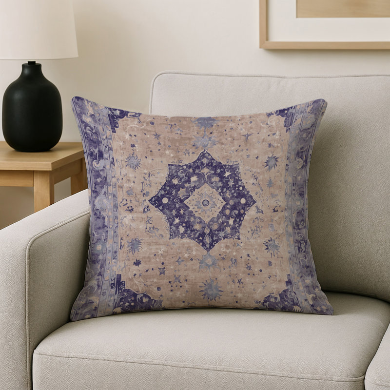 Coussin décoratif intérieur / extérieur gris Modern Modern, Carré 16 po, Denim / gris oriental